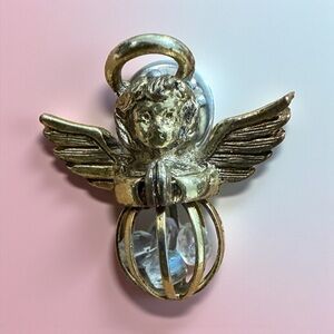 Gold Angel Pendant with Crystal Accents
